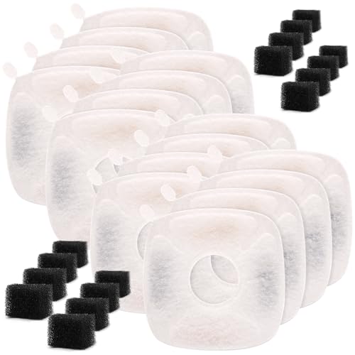 Pet Fountain Filters Compatible with 95Oz/2.8L Dog Water Fountain (16 Filters& 16 Sponges) - size: 16 Filters& 16 Sponges