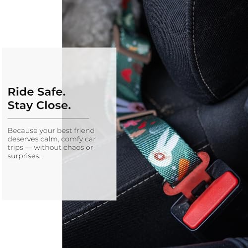 KIKI & RIKI Dog Car Seat Belt, Adjustable 14–24 in (36–61 cm), Premium Nylon Safety Tether, Universal Buckle Clip, Durable Vehicle Restraint Strap, Green (Berry Forest)