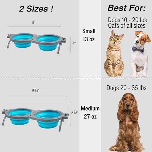 Loving Pets 73807991: Travel Double Diner Dog Bowl, Blue Sm - color: Blue