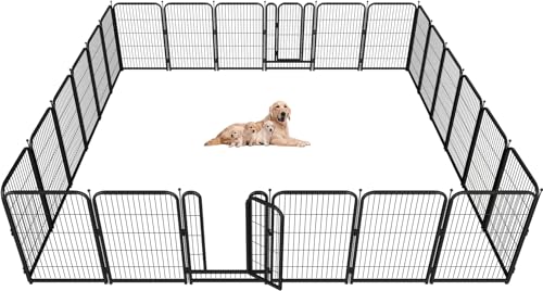Metal Dog Playpen, 45" Inch Height 24 Panels, Ideal Dog Fence for Large/Medium/Small Dogs Indoor & Outdoor Bliss, Perfect Dog Pen for Camping, Yard and RV | Black-Silver - size: 45"High, style: 24 Panels