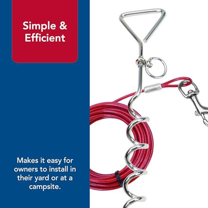 Coastal Pet Titan Dog Stake & Cable Tie Out Combos - Cable Tie Out for Dogs - Features Nickel Snaps - Durable, Heavy-Duty Dog Tie Out Cable - Quality Dog Supplies - 15'