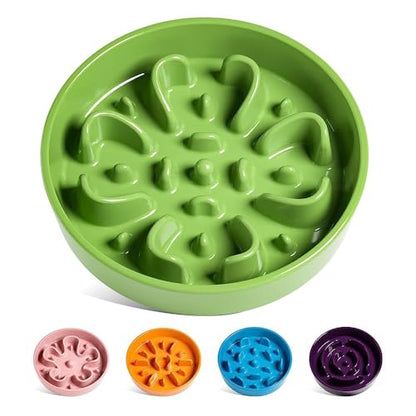 LE TAUCI Slow Feeder Dog Bowls Ceramic, 3 Cups Slow Feeding Dog Bowl Medium Large Breed, Pet Bowl for Fast Eaters, Puzzle Pet Dishes,Clover Green - color: Clover Green, size: L-3 Cups