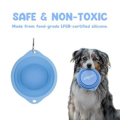 Collapsible Dog Bowl - 800ml/27 oz Portable Silicone Travel Water Bowl for Dogs with Carabiner | Foldable, Dishwasher Safe | Hiking, Camping Dog Essentials & Outdoor Pet Feeding - Blue - color: Blue