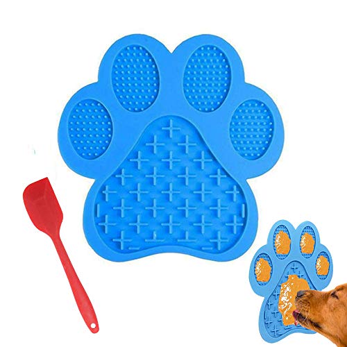 Licking Mat for Dog Anxiety - Peanut Butter Slow Feeder Bowl, Pad With Strong Suction to Wall for Pet Bathing, Grooming, and Training (Blue) - color: Blue