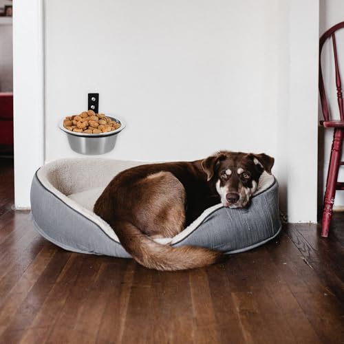 Yardwe Elevated Dog Bowl and Water Bowl Set Wall-Mounted 6-inch Convenient Feeding Station for Large Dogs and Puppies