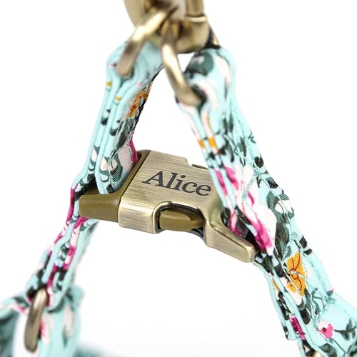 Angie and Allie Organic Cotton Personalized Step in Dog Harness,Custom Dog Halter Vests,Adjustable No Pull Canine Halter Harness for Small Medium Large Dogs - color: Bouquet Blue, size: XS