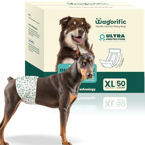Dog Diapers for Male Dogs: Leakproof, Adjustable, Soft, and Breathable Disposable Diapers for Male Doggie – Perfect for Incontinence, Training, and Travel – 50 Pack Size XL