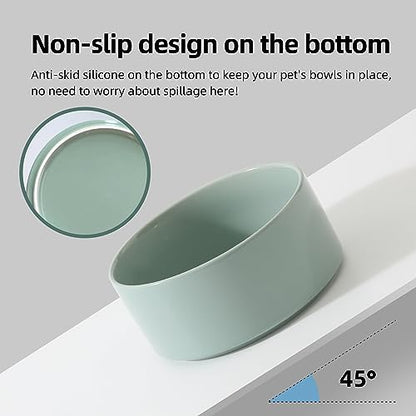 Havniva 7.3inch Ceramic Dog Bowls Dog Food Bowl for Medium Breed Dog Food and Water Bowl Non-Slip Dog Dish Large Capacity Feeding Pet Water Bowl - color: 1 Bowl - Light Green, size: 7.3inch