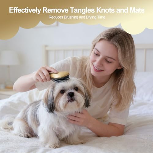 Small Dog Brush- Grooming Tool for Teddy, Yorkies, Maltese, Shih Tzu, Chihuahua - Puppy Hair Brush - (Rose Gold) - color: Rose Gold