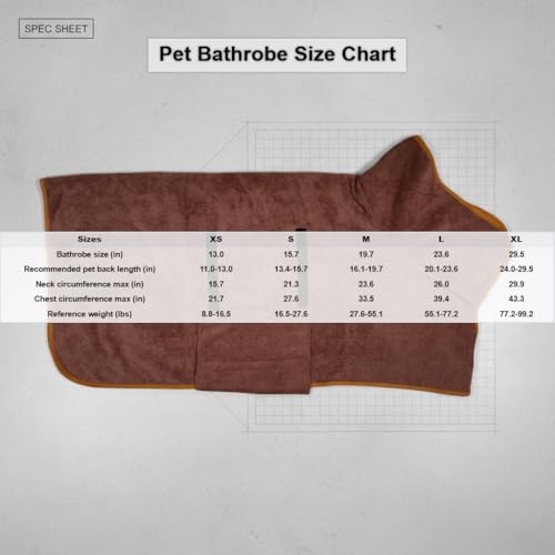 Dog Bathrobe Super Absorbent Quick Dry Microfiber Pet Drying Towel Adjustable Straps XS-XL (Brown,XS (8.8-16.5 lbs)) - color: Brown, size: XS (8.8-16.5 lbs)