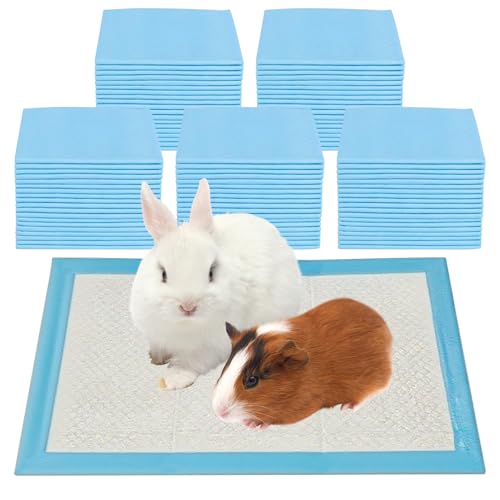 Fhiny 100 PCS Rabbit Pee Pads 13" x 18" Thicken Bunny Cage Pee Pads Disposable Super Absorbent and Leak-Proof Potty Pad for Kittens Guinea Pigs Chinchillas Hamsters and Other Small Animal - color: Blue, size: S:18"× 13"/100Pcs