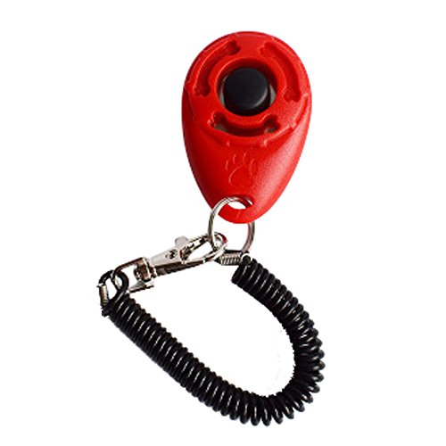 SERYU 1 Piece Dog Pet Click Clicker Training Trainer Aid Wrist Strap Red - color: Red