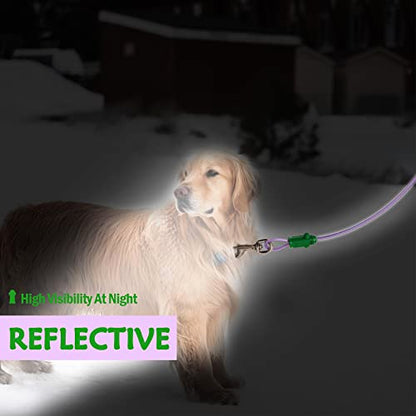 Petest Reflective Tie Out Cable with Crimp Cover for Heavy Dogs Up to 125 Pounds, 40 Feet - color: Green & Purple, size: 125lbs40ft
