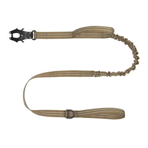 ICEFANG Tactical Dog Leash,K9 Training Walking Bungee Lead with 2 Control Handle,Heavy Duty Quick Release Metal Clasp,Hands Free D-Ring for Medium Large Dogs (6ft,Reflective Brown) - color: Reflective Brown, size: 6 FT