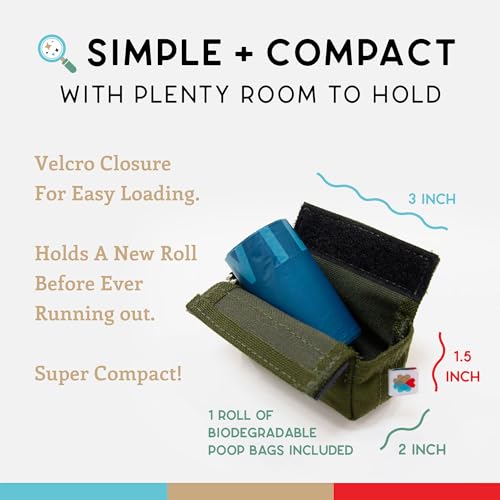 Dog Poop Bag Holder for Leashes, Cat Waste Bag Dispenser, 1000D Nylon, Attach to Cat Leash, Poop Bag Dispenser, Fits Standard Dog Poop Bags - Wildebeest(Olive) - color: Olive