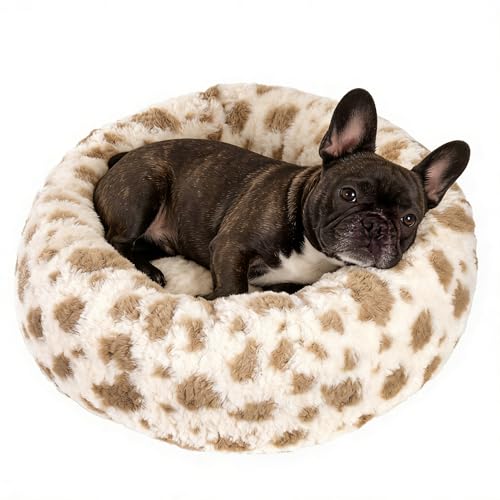 Avont Washable Donut Dog Bed with Removable Cover, Orthopedic Mixed Memory Foam Round Pet Bed, Ultra-Thick Faux Rabbit Fur Calming Cushion for Small, Medium Dogs - size: M ( 30")