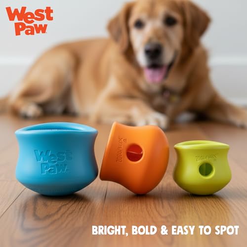 WEST PAW Zogoflex Toppl Interactive Treat Dispensing Puzzle Dog Toy for Mental Stimulation & Enrichment-Holds Kibble & Treats-Lickable, Freezable & Dishwasher Safe-Made in USA-Small-Cardinal Red - color: Cardinal, size: Small