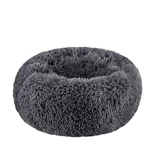 Modern Soft Plush Round Pet Bed for Cats or Small Dogs, Mini Medium Sized Dog Cat Bed Self Warming Autumn Winter Indoor Snooze Sleeping Cozy Kitty Teddy Kennel (24'' D x 8'' H, Dark Grey) - color: Dark Grey, size: Medium 24''