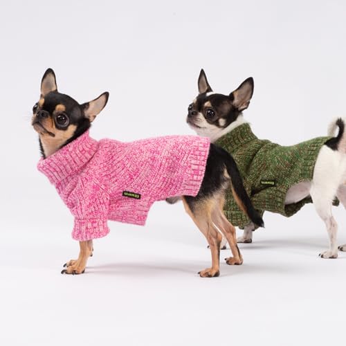 Fitwarm Knitted Turtleneck Dog Sweater, Cozy Dog Winter Clothes for Small Dogs Girl, Holiday Pet Outfit, Heather Pink, Small - color: Heather Pink, size: Small