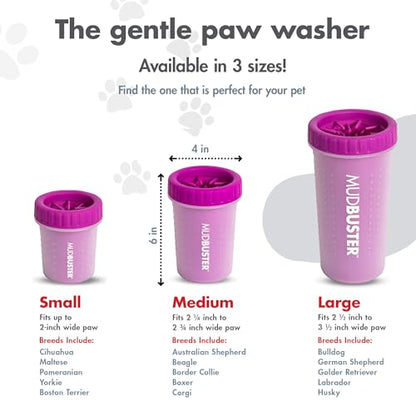Dexas MudBuster Medium Dog Paw Cleaner, Fuchsia, Fits 1.5"-2.5" Wide Paws, Gentle Silicone Bristles for Quick, Easy Cleaning - color: Fuchsia, size: Medium without Lid