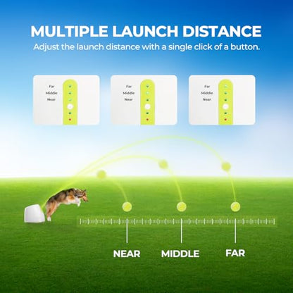 ALL FOR PAWS Automatic Ball Launcher for Dogs Interactive Puppy Pet Ball Outdoor Thrower Fetch Machine, 6 Balls Included (2.5 inch) + Six Tennis Balls Bundle