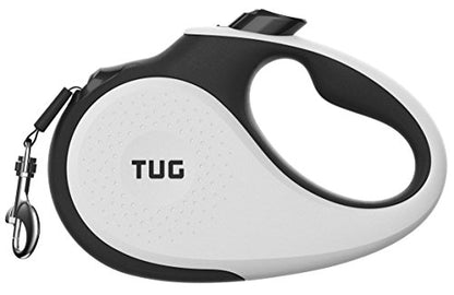 TUG 360° Tangle-Free Retractable Dog Leash with Anti-Slip Handle | 16 ft Strong Nylon Tape | One-Handed Brake, Pause, Lock (Small, White) - color: White, size: Small