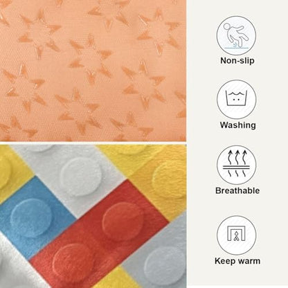Building Block Pattern Pet Bed Mat for Dogs and Cats, Soft Washable Crate Pad with Non-Slip Bottom, Cozy Bed Cushion for Small Medium Large Pets, 18x24 Inch - size: Small