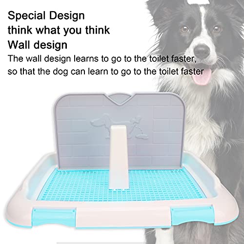 Dog Toilet Pad, Reusable Indoor Potty Tray with Dry Paw Drainage and Removable Wall for Small Apartment Plastic Blue 18.3 x 13.9 x 9.3 in 1 Pack