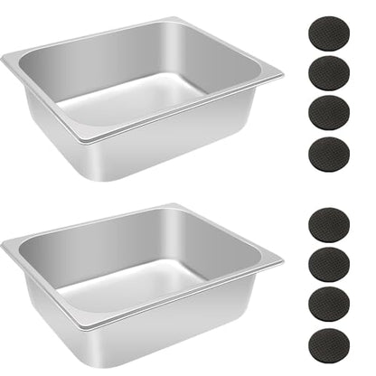 Dog Bowl Stainless Steel Water and Feed Dish with Non-Slip Pads (1.85Gal-2 Sets) - size: 1.85Gal-2 Sets