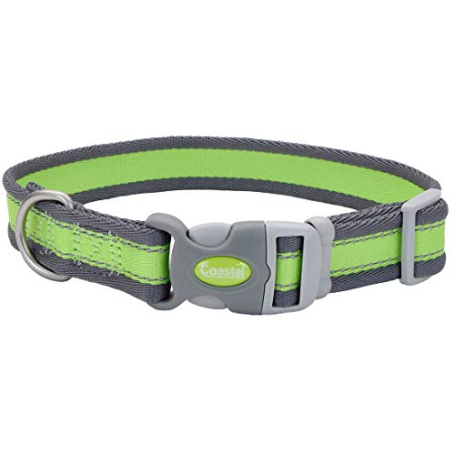 Coastal Pet - Pro - Reflective Adjustable Dog Collar, Bright Green with Grey, 3/4" x 10"-14" - color: Bright Green with Grey, size: 3/4" x 10"-14" (Pack of 1)