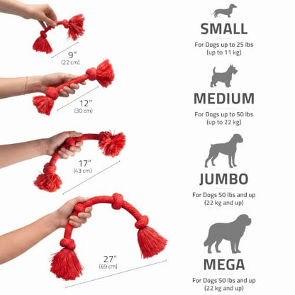 Playology Dog Toys | Dri-Tech Rope Tug of War Dog Toy for Tough Chewers | Beef Scented Jumbo Tug Rope Toys for Large Dogs - size: Jumbo, style: Beef