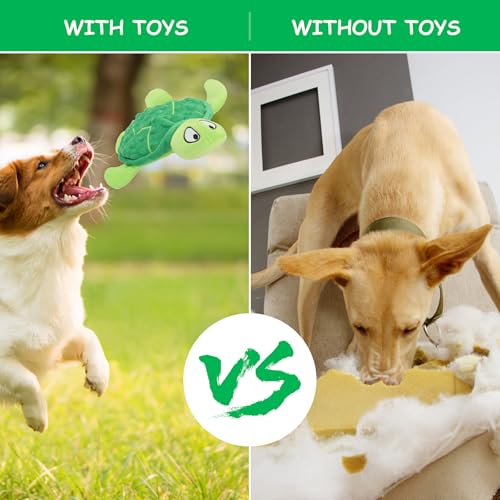 Squeaky Sea Turtle Plush Dog Toy - Durable, No Stuffing, Interactive Chew Toy for Small Dogs - Relieve Anxiety, Teething, and Keep Them Busy for Puppy(Green) - color: Green