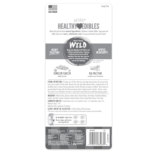 Nylabone Healthy Edibles WILD Natural Longer-Lasting Chew Treats, Venison Flavor, Large Dogs Up to 50 lbs - Made in USA (1 Count) - size: 1 Count (4.9 oz) (Pack of 1)