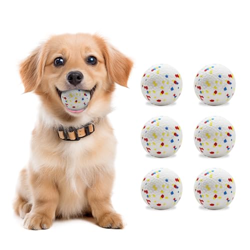 6 Pack Dog Balls, Specially Designed for Dogs that Like to chew, 2.2inch Stain-Resistant/Easy-Clean White Balls, Perfect for 2.2 Inch Automatic Dog Ball Launcher (ETPU Material) - color: white