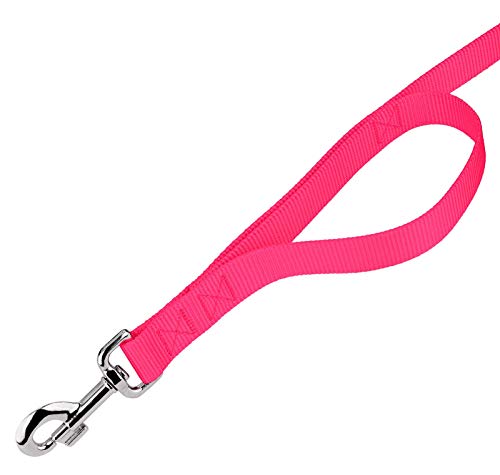 Country Brook Petz - Vibrant 17 Color Selection - Heavyduty Doublehandle Nylon Leash (6 Foot, 3/4 Inch Wide, Hot Pink) - color: Hot Pink