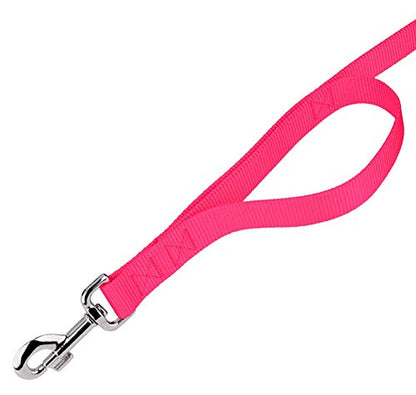 Country Brook Petz - Vibrant 17 Color Selection - Heavyduty Doublehandle Nylon Leash (6 Foot, 3/4 Inch Wide, Hot Pink) - color: Hot Pink