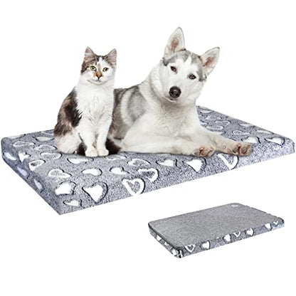VANKEAN Dog Crate Mat Reversible Cool and Warm, Stylish Dog Bed for Crate with Waterproof Inner Linings and Removable Machine Washable Cover, Firm Support Dog Pad for Small to XX-Large Dogs, Grey - size: XXL(48 x 30 x3")