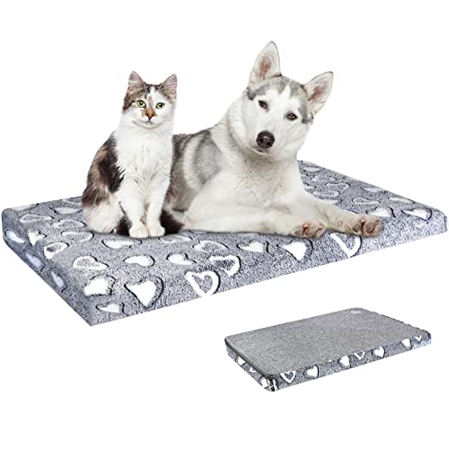 VANKEAN Dog Crate Mat Reversible Cool and Warm, Stylish Dog Bed for Crate with Waterproof Inner Linings and Removable Machine Washable Cover, Firm Support Dog Pad for Small to XX-Large Dogs, Grey - size: XXL(48 x 30 x3")