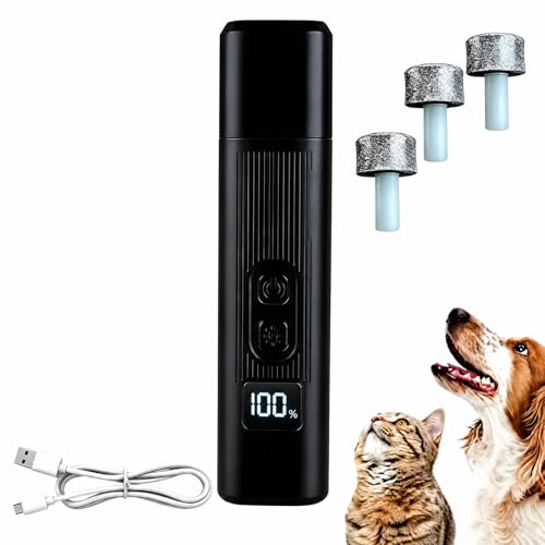 Quiet Dog Nail Grinder, Safe & Stress-Free for Sensitive Dogs Cats of All Breeds & Sizes, 3 Grinding Bits, 2-Speed, Pet Nail Trimmers, Rechargeable Painless Grooming Kit