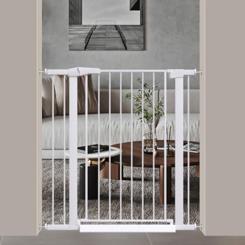 Fairy Baby 38" Extra Tall Baby Gate, 29.5"-40.5" Extra Wide Pet Gate for Dogs Puppy, Metal Auto Close Safety Child Gate for Stairs Doorways, Easy Install Pressure Mounted Dog Gate Indoor, White - color: White, size: 29.5"-40.5"
