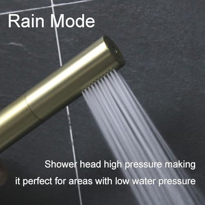 Brushed Gold Shower Head 2 in 1 Function High Pressure 7 inch Hand Held Shower Head Dual Modes High Flow Shower Wand with 59 inch Hose and Shower Bracket - color: Brushed Gold