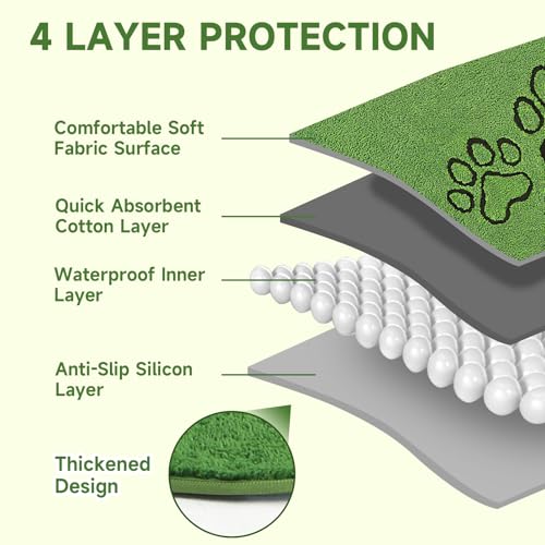 Homimp Washable Pee Pads for Dogs, 1 Pack Super Absorbent Reusable Puppy Pads,Green Long Wool Fake Grass for Potty Training, Upgrade Non-Slip and Leak-Proof,Floor,Couch,Bed and Crate,Green 63"×72" - size: 63"x72"(Pack of 1)