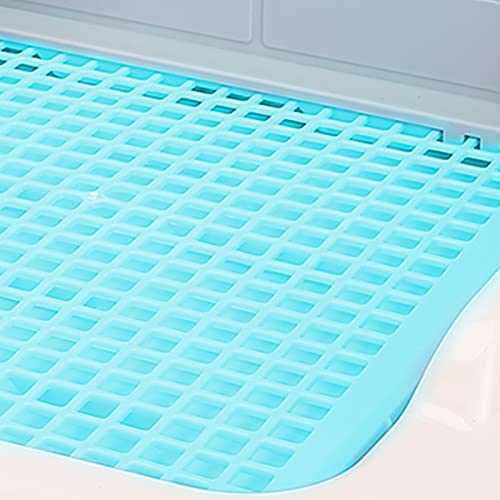 Dog Toilet Pad, Reusable Indoor Potty Tray with Dry Paw Drainage and Removable Wall for Small Apartment Plastic Blue 18.3 x 13.9 x 9.3 in 1 Pack