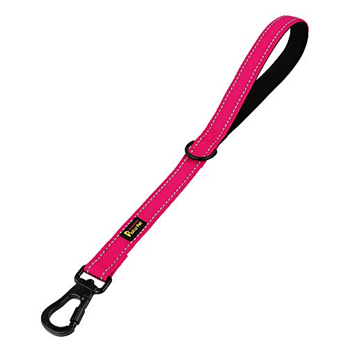 PLUTUS PET Short Training Dog Leash with Padded Handle for Medium Large Big Dogs,18 Inch Heavy Duty Strong Traffic Leash with Carabiner Clip for Climbing Walking or Guiding Blind（18”，Pink - color: Pink, size: 18 Inch (Pack of 1)
