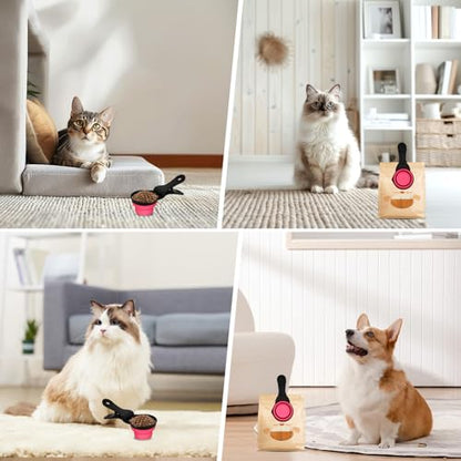 Collapsible Dog Food Scoop Foldable Pet Food Bag Clip 3 in 1 Multi-function Silicone Cat Food Measuring Cup Scoop Dog Food Scooper Pet Food Storage Clip (Rose Red, 1/2 Cup Capacity(1 Pack)) - color: Rose Red, size: 1/2 Cup Capacity(1 Pack)