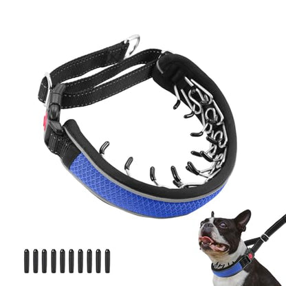 Martingale No Pull Dog Collar for Large Medium Dogs Training Walking, Heavy Duty Nylon Reflective Adjustable Anti Pull Slip Collar with Buckle S Blue - color: Blue, size: S (11"-15" Neck, 1.5" Wide)