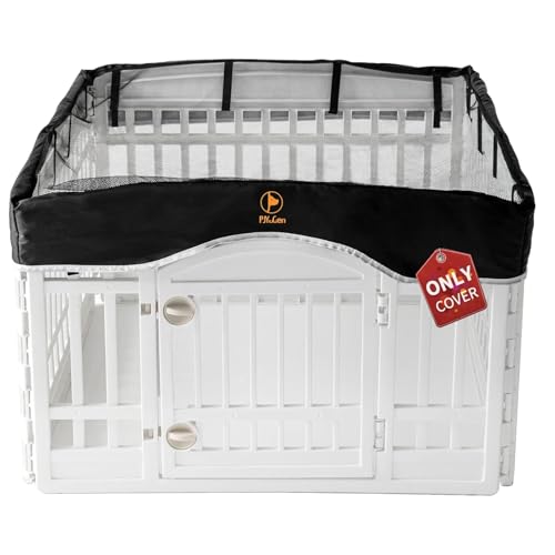 PJYuCien Playpen Top Cover for 36'' Width 4 Panel PlayPen, Black | More Peace of Mind, More Safe, and Reduce Mess, Suitable for Puppy, Duck, and Other Small Animals,Telescopic Buckles Connect - style: Black Cover, 36"Width, Black ( Elastic Buckles Connect