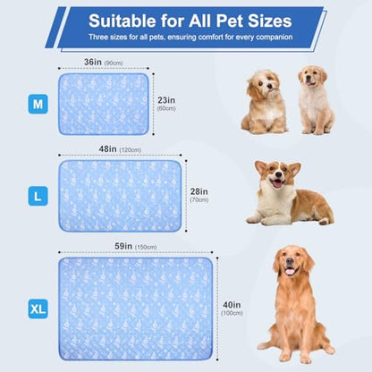 MH MYLUNE HOME Dog Cooling Mat 48x28 Inch - Double-Sided Cooling & Warm, Cool-Chill Cool Fiber, Endothermic Color Changing Pet Pad for Large Dogs, Foldable & Washable Summer Blanket - size: 48.0" Large x 28.0" W x 0.5" Th