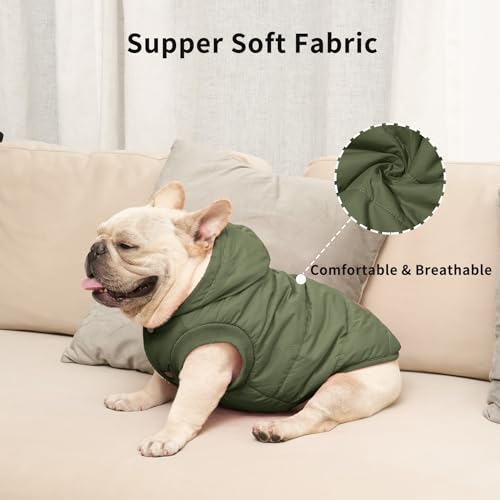 Vecomfy Fleece Lining Extra Warm Dog Hoodie in Winter,Small Dog Jacket Puppy Coats with Hooded Green XS - color: Green, size: X-Small (Pack of 1)