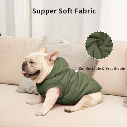 Vecomfy Fleece Lining Extra Warm Dog Hoodie in Winter,Small Dog Jacket Puppy Coats with Hooded Green XS - color: Green, size: X-Small (Pack of 1)